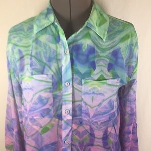 Decree Semi Sheer Top Blouse Multi Colored Size S